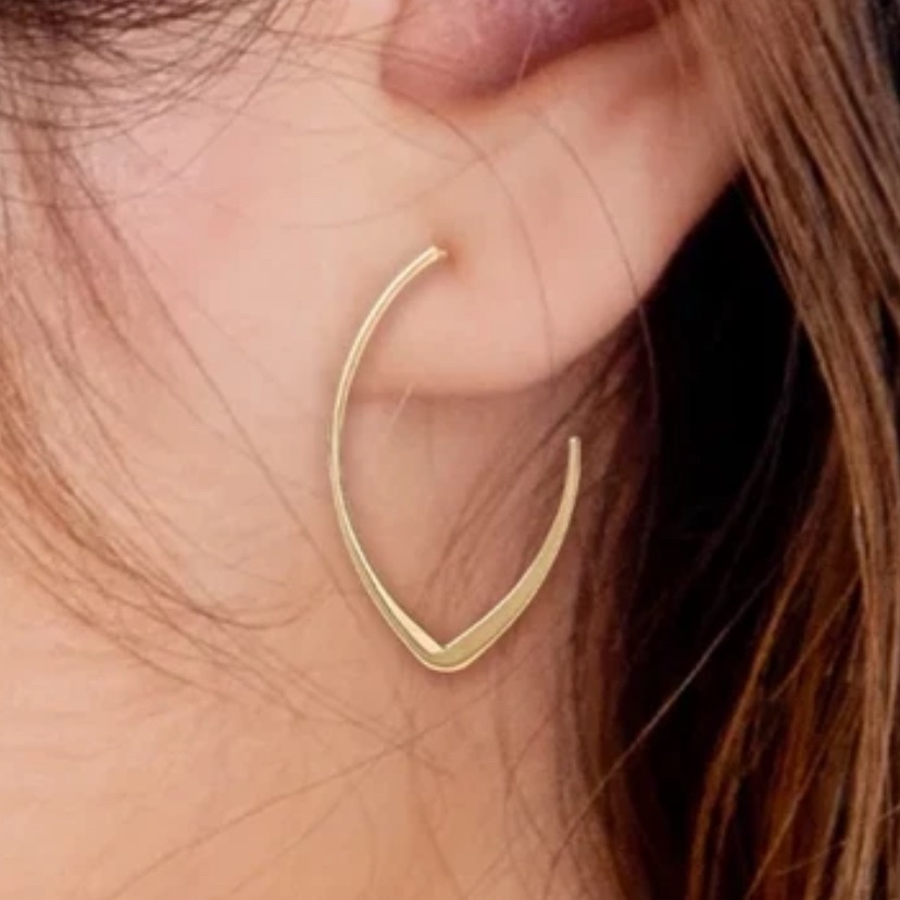 14kt Gold Flat Wire Hoop Style Earrings